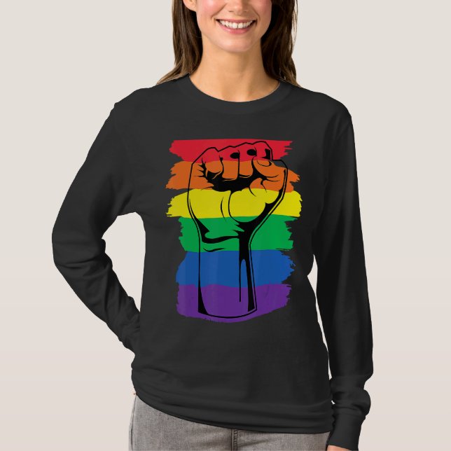 Rainbow Flag Lgbt Fist Lgbtq Gay Lesbian Transgend T-Shirt (Front)