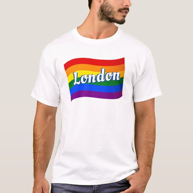 Rainbow Flag London England Gay Pride LGBT LGBTQ  T-Shirt (Front)