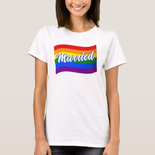 Rainbow Flag Married gay marriage Gay Pride LGBT T-Shirt