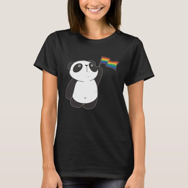 Rainbow Flag Panda Cute Pansexual LGBTQ Gay Pride  T-Shirt (Front)