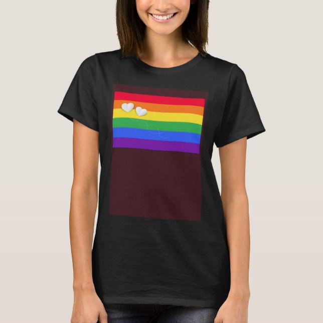 Rainbow Flag Pocket Little Hearts LGBT Gay transge T-Shirt (Front)