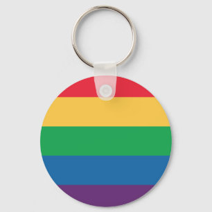 Rainbow Flag Pride Button Keychain