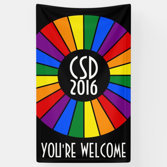 RAINBOW FLAG rays button + your ideas Banner (Vertical)