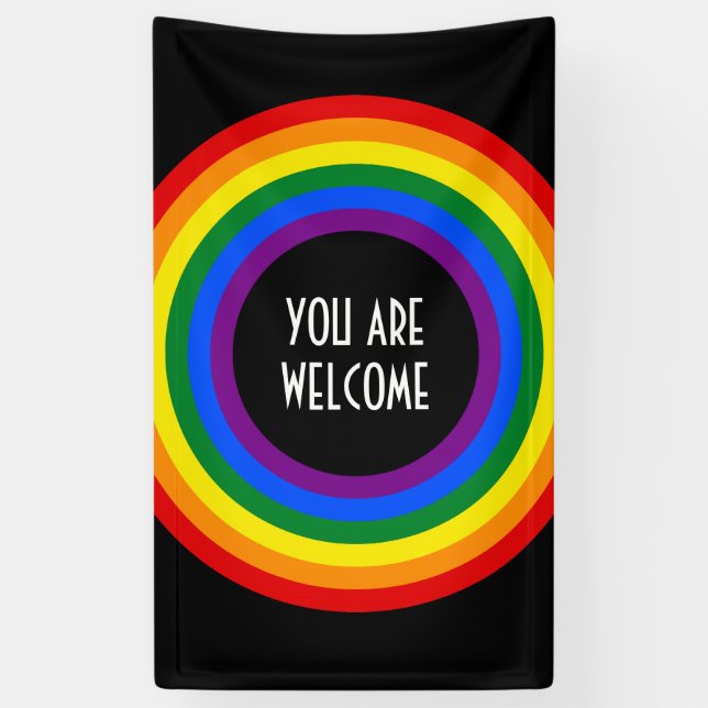 RAINBOW FLAG ring frame + your ideas Banner (Vertical)