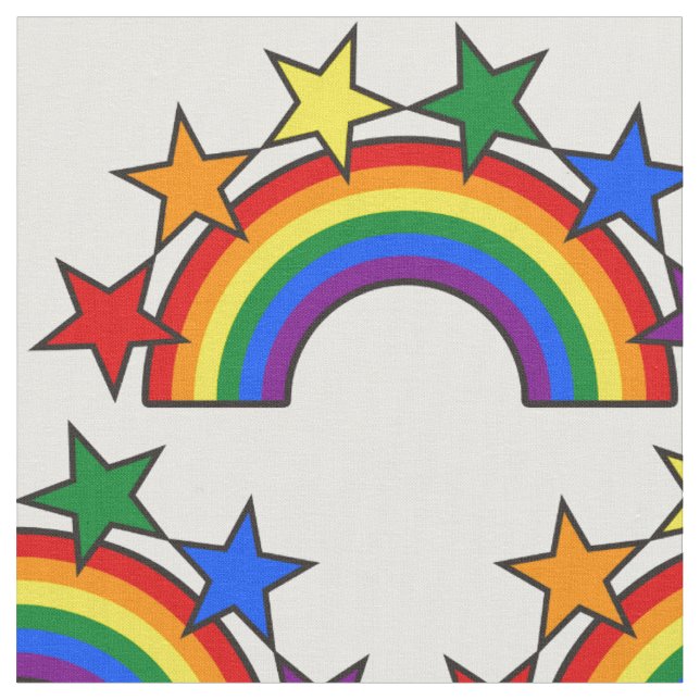 RAINBOW FLAG STARS III + your ideas Fabric (Close Up)