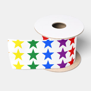 RAINBOW FLAG STARS + your ideas Satin Ribbon