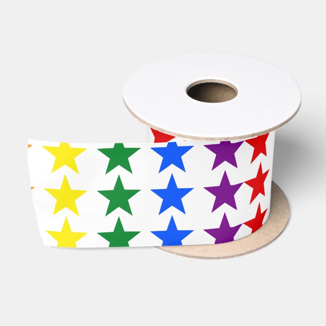 RAINBOW FLAG STARS + your ideas Satin Ribbon (Spool)