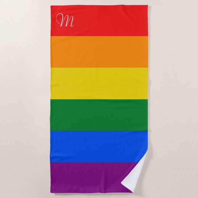 Rainbow flag stripes  bath towel set (Front)