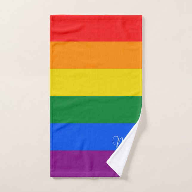 Rainbow flag stripes  bath towel set (Hand Towel)