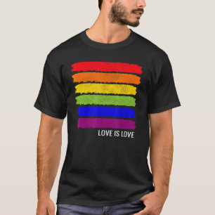 Rainbow Flag Stripes Gay Pride LGBT Distressed Vin T-Shirt