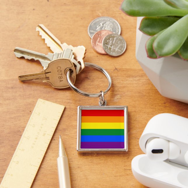 RAINBOW FLAG - STRIPES - LGBT colours Key Ring (Desk)
