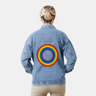 RAINBOW FLAG - STRIPES - LGBT colours Rings Denim Jacket