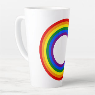 RAINBOW FLAG - STRIPES - LGBT colours Rings Latte Mug