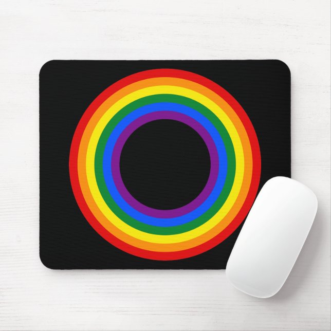 RAINBOW FLAG - STRIPES - LGBT colours Rings Mouse Pad (With Mouse)
