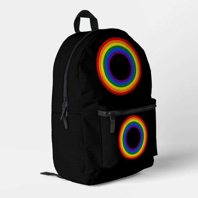 RAINBOW FLAG - STRIPES - LGBT colours Rings Printed Backpack (Back Corner Left)
