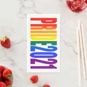 Rainbow Flag Typography LGBTQ Party Gay Pride 2021 Napkin