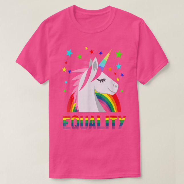Rainbow Flag Unicorn Stars LGBT Gay  T-Shirt (Design Front)