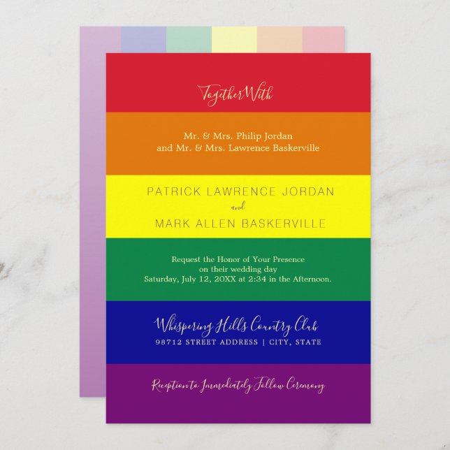 Rainbow Flag Wedding Invitation (Front/Back)