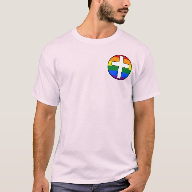Rainbow Flag with Cross | Light Shirt | Message (Front)