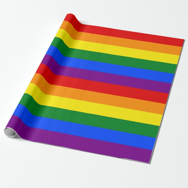 Rainbow Flag Wrapping Paper - Large Stripes (Unrolled)