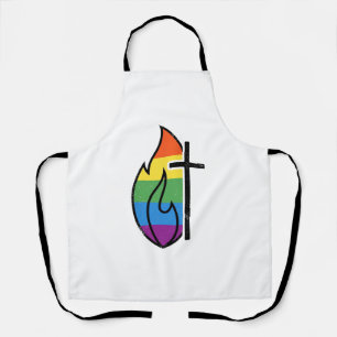 Rainbow Flame Cross Vintage Christian Vector Desig Apron