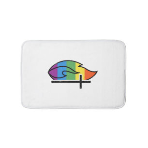 Rainbow Flame Cross Vintage Christian Vector Desig Bath Mat