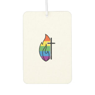 Rainbow Flame Cross Vintage Christian Vector Desig Car Air Freshener