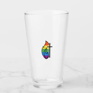 Rainbow Flame Cross Vintage Christian Vector Desig Glass