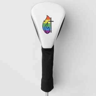 Rainbow Flame Cross Vintage Christian Vector Desig Golf Head Cover