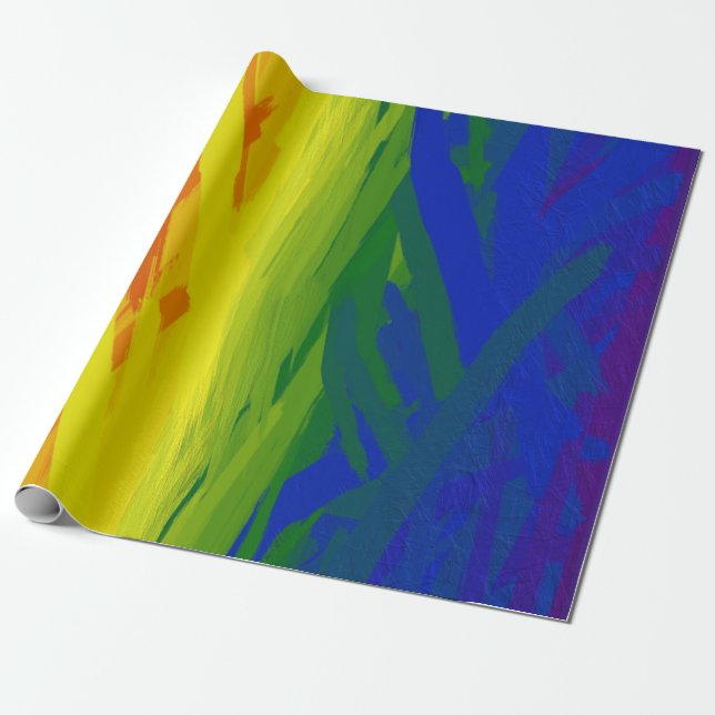 Rainbow Flames Gradient Wrapping Paper (Unrolled)
