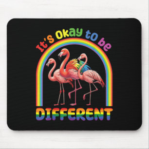 Rainbow Flamingo Together Its Okay To Be Different Mouse Pad