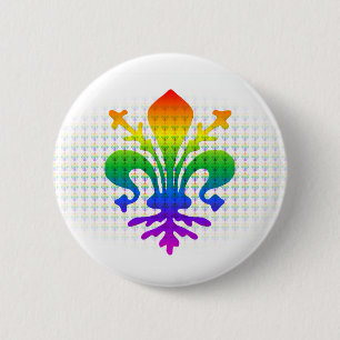Rainbow Fleur-de-lis 6 Cm Round Badge