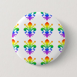 Rainbow Fleur-de-lis 6 Cm Round Badge