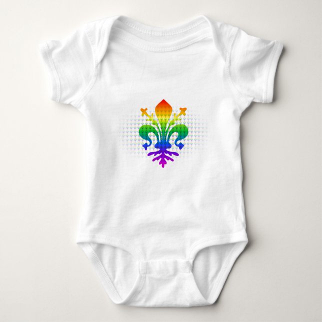 Rainbow Fleur-de-lis Baby Bodysuit (Front)