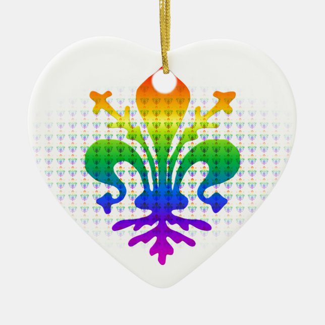 Rainbow Fleur-de-lis Ceramic Tree Decoration (Front)