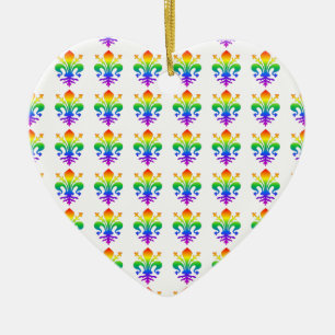 Rainbow Fleur-de-lis Ceramic Tree Decoration