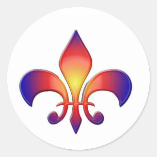 Rainbow Fleur de Lis Classic Round Sticker