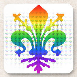 Rainbow Fleur-de-lis Coaster