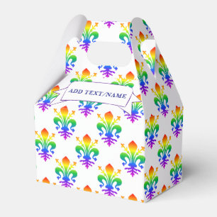 Rainbow Fleur-de-lis Custom Name Favour Box
