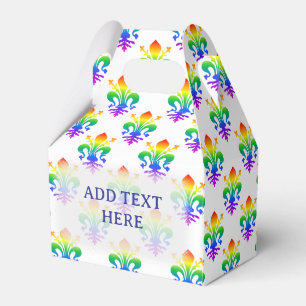 Rainbow Fleur-de-lis Custom Text Favour Box