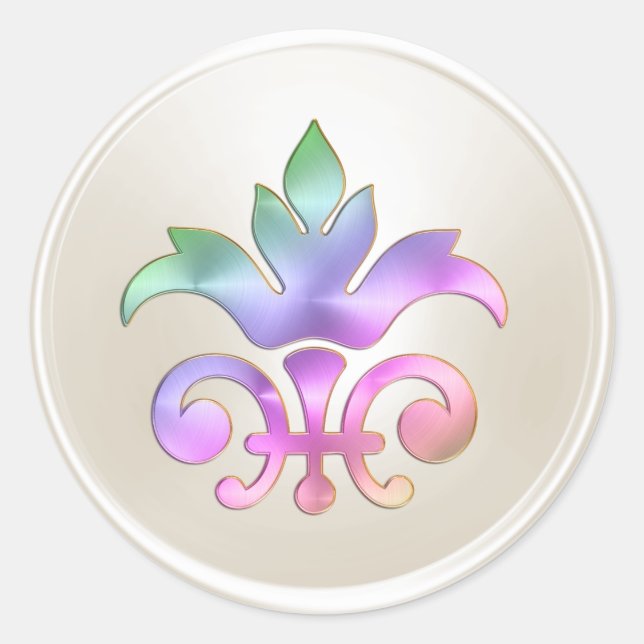 Rainbow Fleur de Lis Envelope Seal (Front)