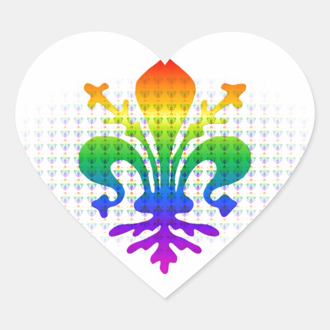 Rainbow Fleur-de-lis Heart Sticker (Front)