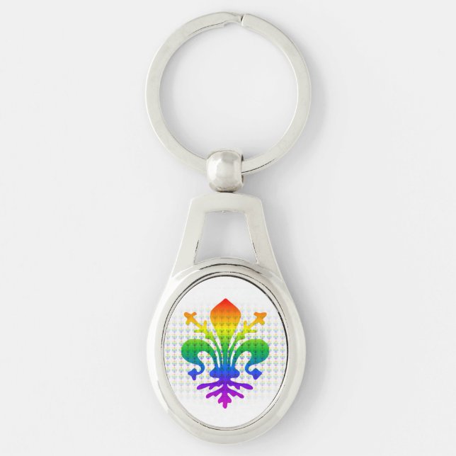Rainbow Fleur-de-lis Key Ring (Front)