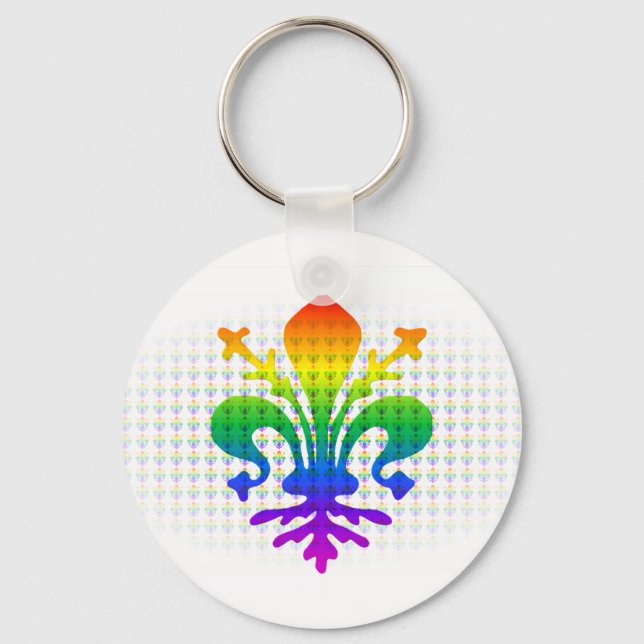 Rainbow Fleur-de-lis Key Ring (Front)