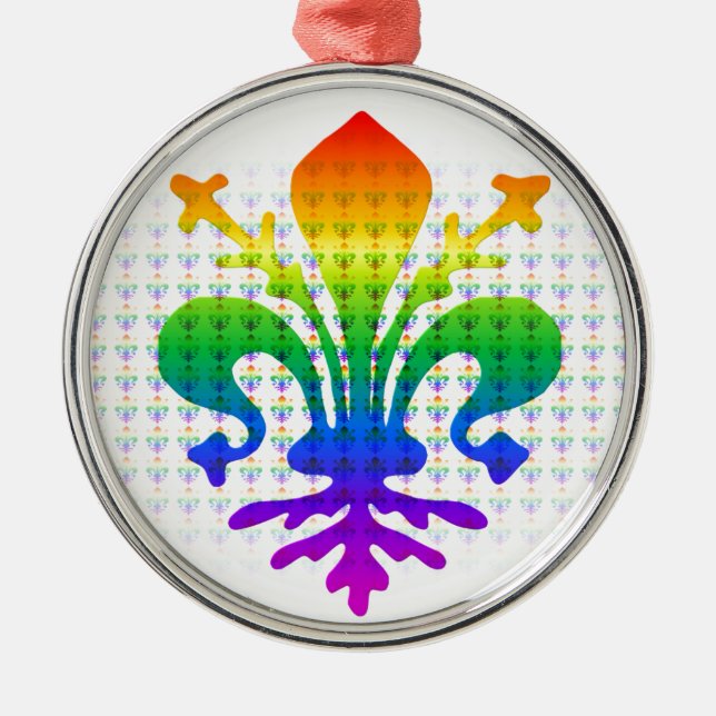 Rainbow Fleur-de-lis Metal Tree Decoration (Front)
