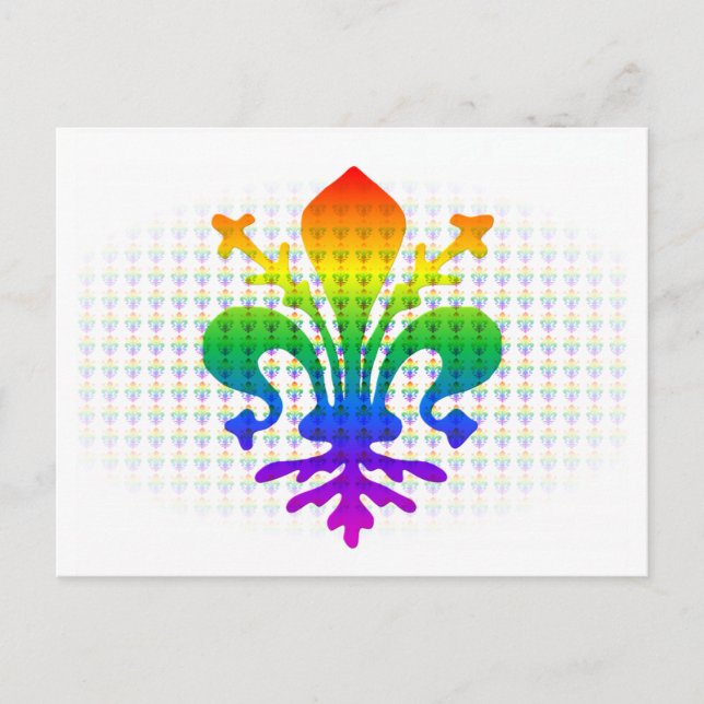 Rainbow Fleur-de-lis Postcard (Front)