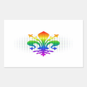 Rainbow Fleur-de-lis Rectangular Sticker