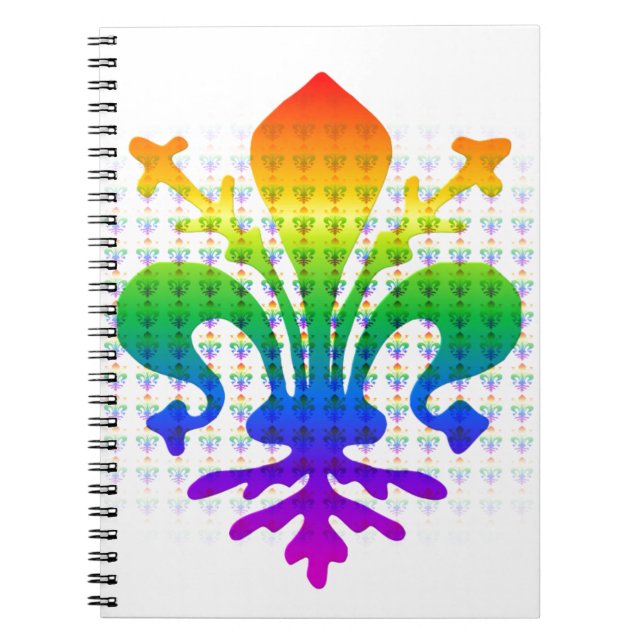 Rainbow Fleur-de-lis Spiral Notebook (Front)