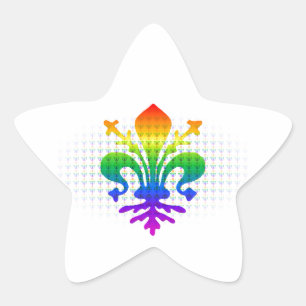 Rainbow Fleur-de-lis Star Sticker