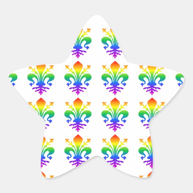 Rainbow Fleur-de-lis Star Sticker (Front)